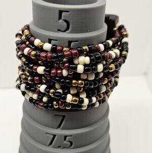 Seed Bead Elastic Stretch Bracelet Many Strands Wooden Clasp Boho